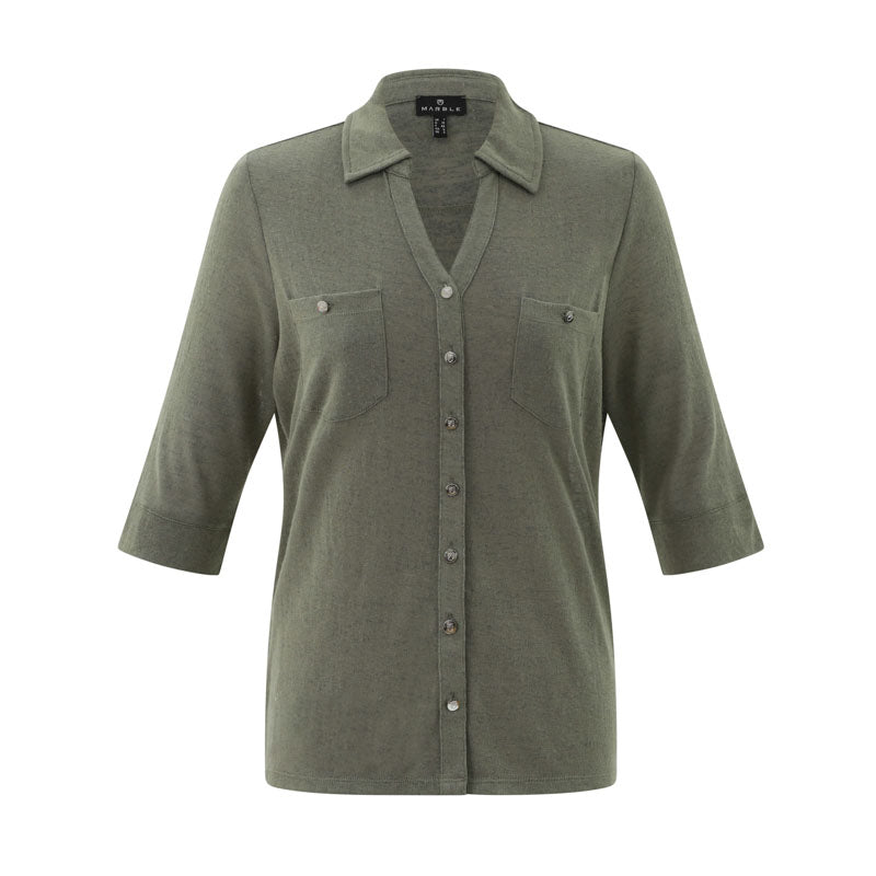 MARBLE Knitted Blouse in Leaf