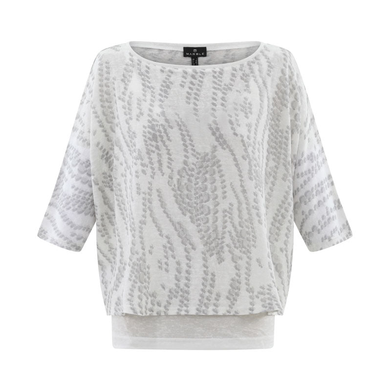 MARBLE Printed Top with Vest Top in Grey Combo