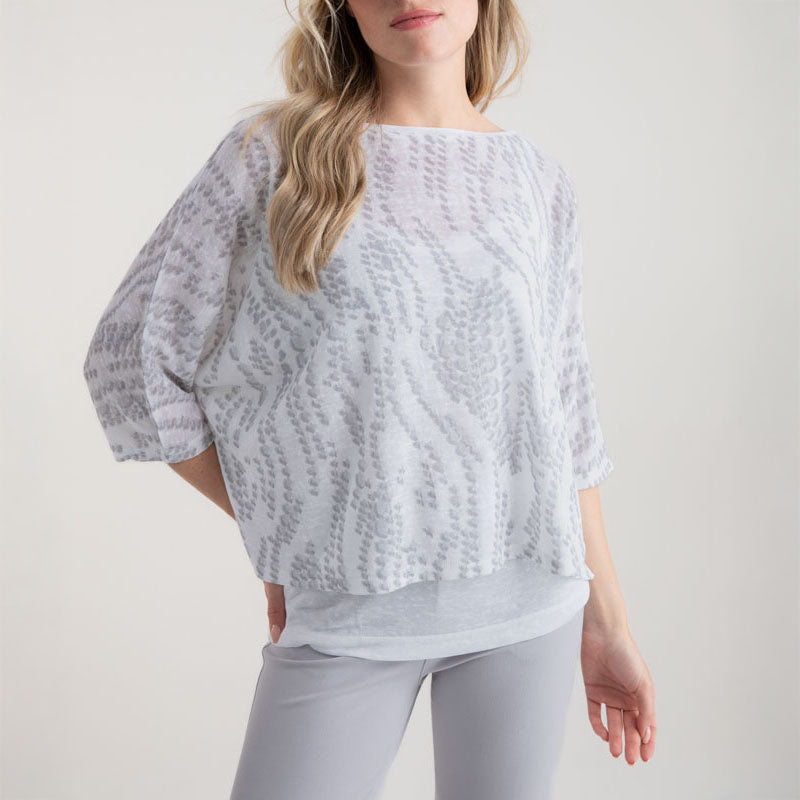 MARBLE Printed Top with Vest Top in Grey Combo