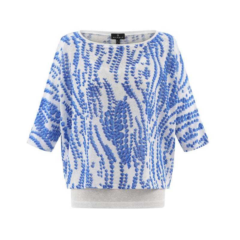 MARBLE Easy Flowing Top in Blue Combo