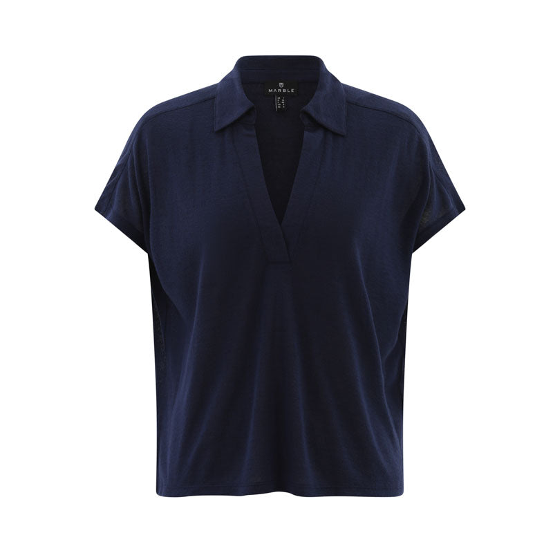 MARBLE Easy Flowing Top in Navy