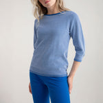 MARBLE Lightweight Jumper in Sky Blue/White