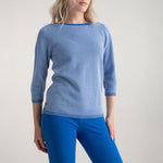 MARBLE Lightweight Jumper in Sky Blue/White