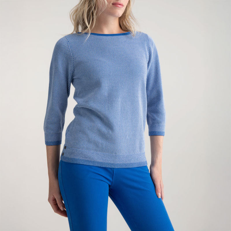 MARBLE Lightweight Jumper in Sky Blue/White