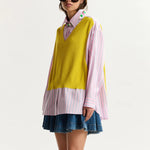 ESSENTIEL ANTWERP Jit Knit Combo Shirt in Amalfi Lemon