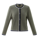 MARBLE Boxy Cardigan in Leaf/Ink Blue