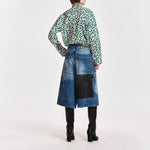 ESSENTIEL ANTWERP Khaleesi Leopard Print Pussy-bow Shirt in Dark Green/Off White