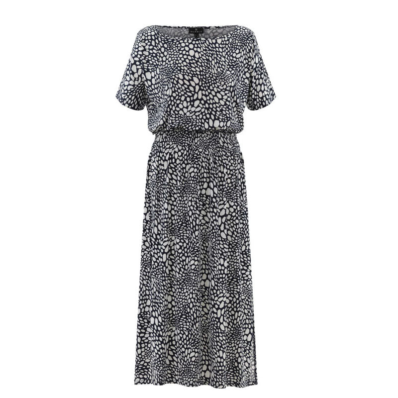 MARBLE Floaty Dress in Ink Blue/White