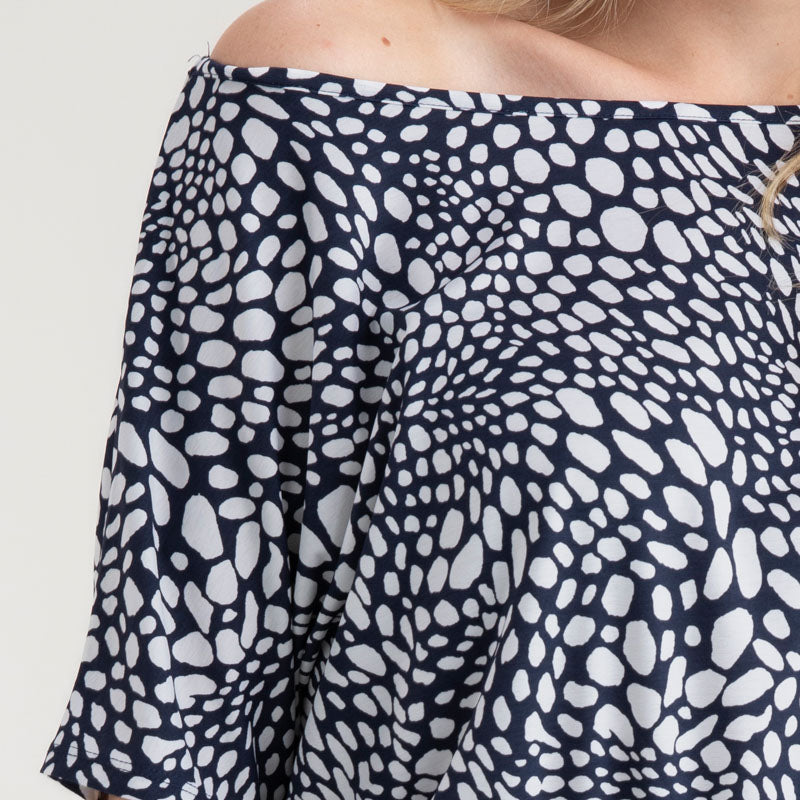MARBLE Floaty Dress in Ink Blue/White