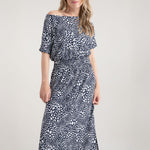 MARBLE Floaty Dress in Ink Blue/White