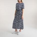 MARBLE Floaty Dress in Ink Blue/White