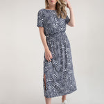 MARBLE Floaty Dress in Ink Blue/White