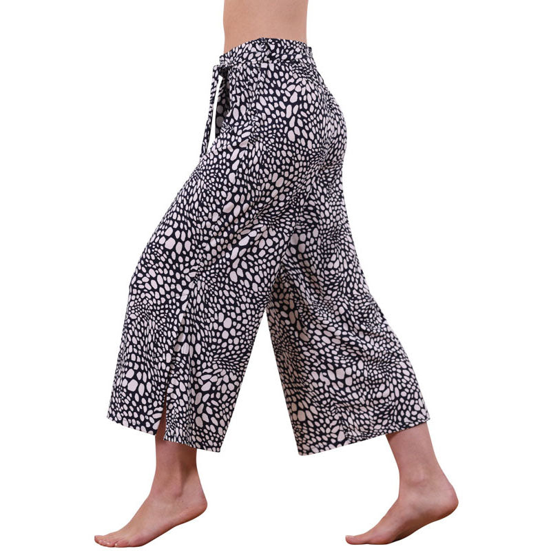 MARBLE Easy Flowing Wide Leg Trousers in Black Combo