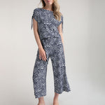 MARBLE Easy Flowing Wide Leg Trousers in Black Combo