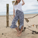 MARBLE Easy Flowing Wide Leg Trousers in Black Combo