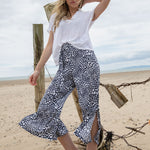 MARBLE Easy Flowing Wide Leg Trousers in Black Combo