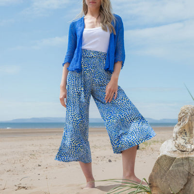 MARBLE Floaty Summer Trousers in Blue Combo