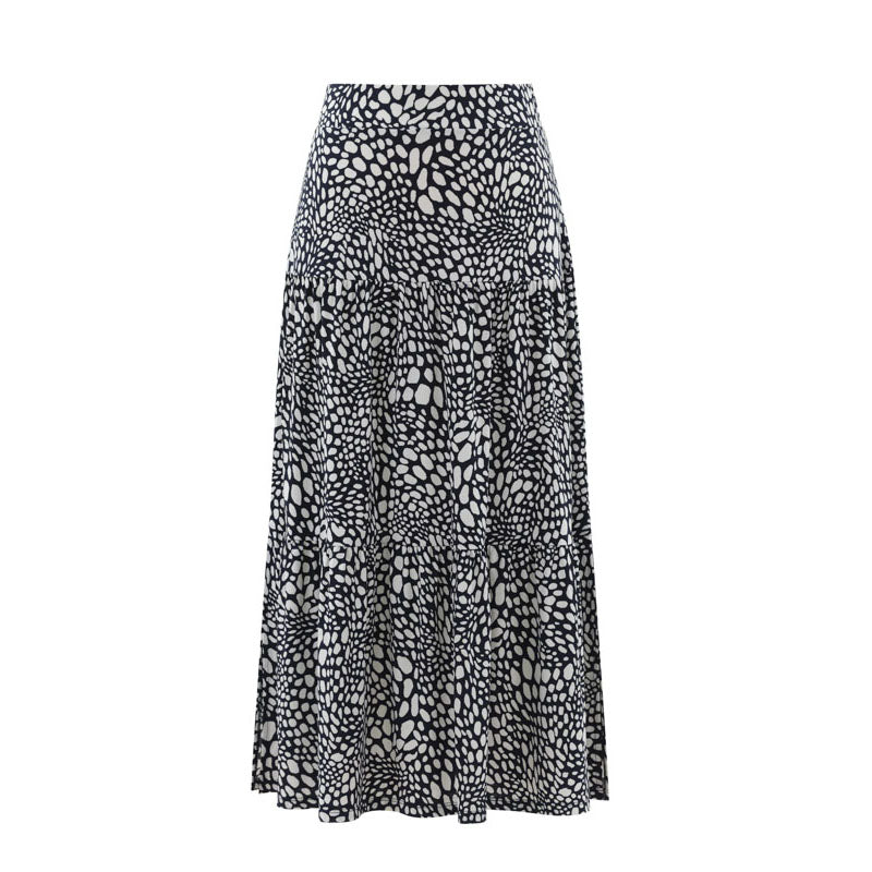 MARBLE Easy Flowing Midi Skirt in Black Combo