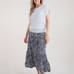 MARBLE Easy Flowing Midi Skirt in Black Combo