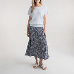 MARBLE Easy Flowing Midi Skirt in Black Combo