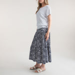 MARBLE Easy Flowing Midi Skirt in Black Combo
