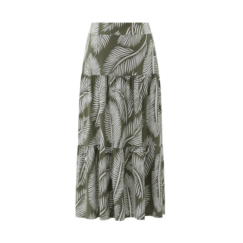 MARBLE Classic Summer Skirt in Khaki Combo