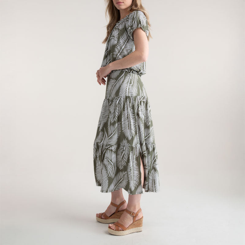 MARBLE Classic Summer Skirt in Khaki Combo