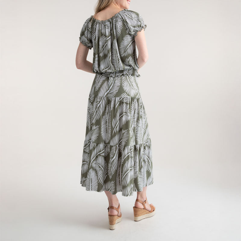 MARBLE Classic Summer Skirt in Khaki Combo