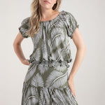 MARBLE Classic Summer Skirt in Khaki Combo