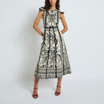 SOPHIE + LUCIE Christian Embroidered Dress in Cream/Black