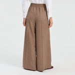 VILAGALLO Marian Houndstooth Wide Leg Trousers in Burgundy