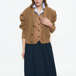 BEATRIZ FUREST Morgan Ribbed Shawl Cardigan in Camel