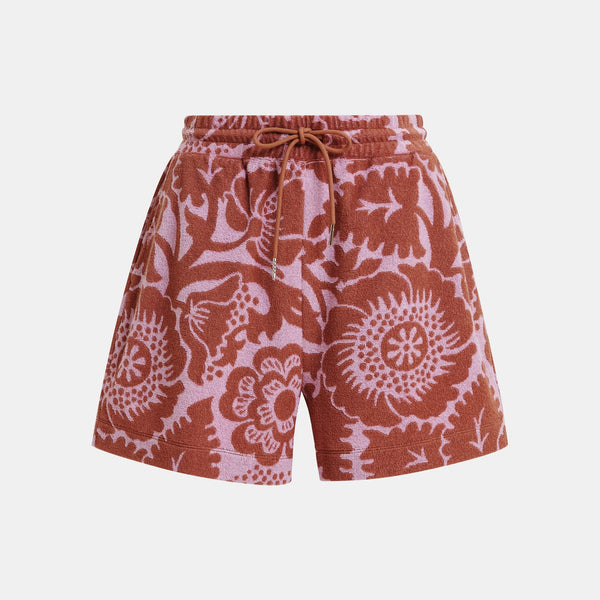 ESSENTIEL ANTWERP Jorton Towel Jersey Shorts in Violette