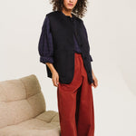 SACRECOEUR Antonia Check Reversible Wool Vest in Blue