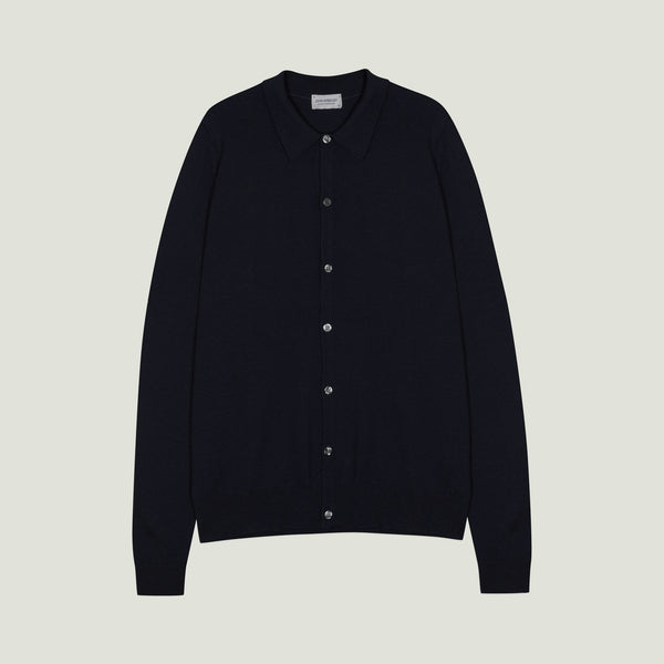 JOHN SMEDLEY Tibor Extra Fine Merino Wool Shirt in Midnight