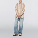EDWIN Random Patchwork Work Shirt in Beige/Brown