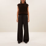 BY-BAR Noby Spencer Knitted Vest with Sparkle Cap Sleeves in Deep Brown