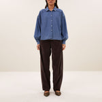 BY-BAR Sarah Short Denim Blouse in Medium Denim