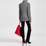 ESSENTIEL ANTWERP Kendra Oversized Checked Double Breasted Blazer in Dark Grey/Off White