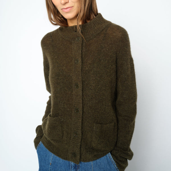 MOS MOSH MMMape Wool & Mohair Button Cardigan in Rosin
