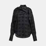 ESSENTIEL ANTWERP Kiss Oversized Check Shirt with Scarf in Grey