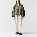 MARFA STANCE Parachute Silk Nylon Bomber Jacket in Pale Olive/Oyster