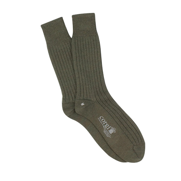 CORGI Mens Wool Rib Socks in Green