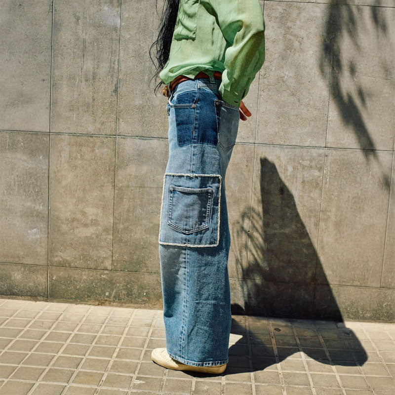 HEYANNO MMHPure Deconstructed Jeans in Light Blue