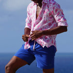 PINK HOUSE MUSTIQUE Mens Pomegranate Linen Shirt in Pink