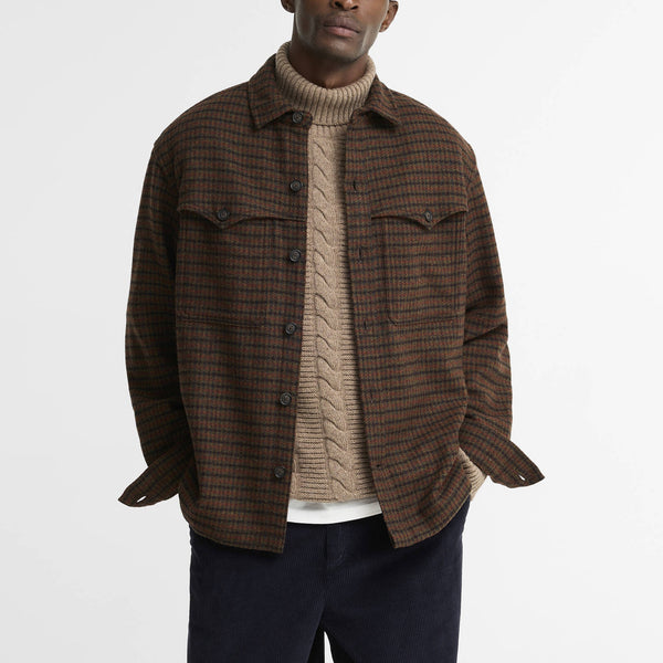 BARBOUR Hatfield Houndstooth Overshirt in Chestnut