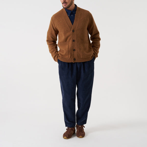 UNIVERSAL WORKS Langdale Wool Fleck Cardigan in Brown