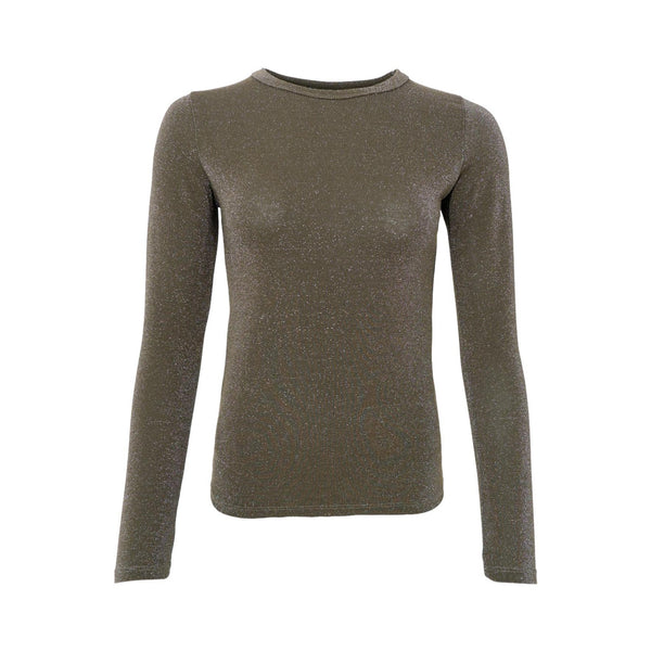 BLACK COLOUR BCFaye Lurex Long Sleeve Top in Hunter Green