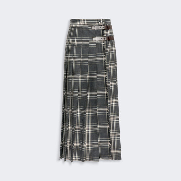 WEEKEND MAX MARA WKDPrisma Tartan Wrap Skirt in Dark Grey