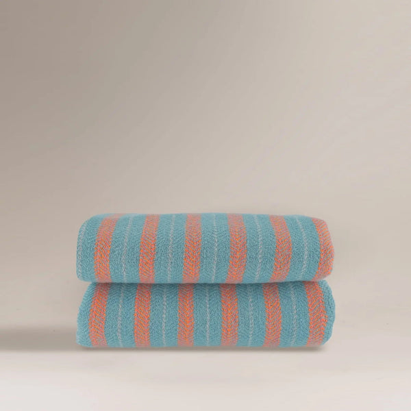 MOISMONT No80 Stripe Wool Blanket in Orange/Blue